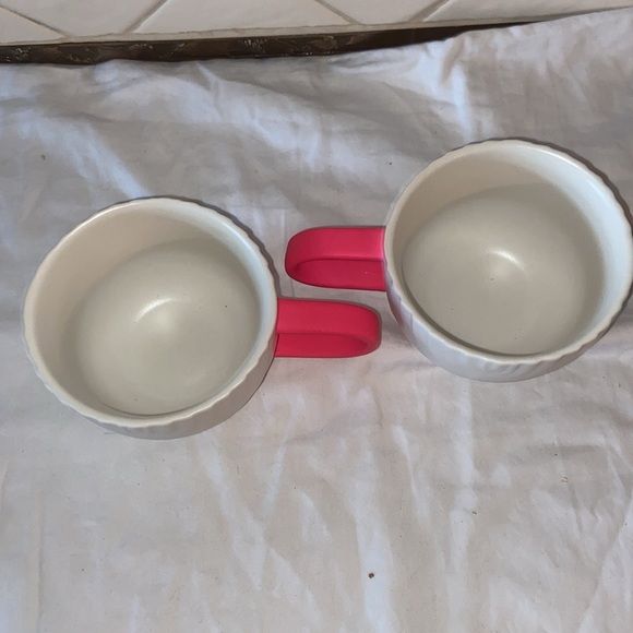 Nwot Starbucks Set Of 2 Mugs Matte White Rainbow Love Pink Handle Ceramic - Picture 7 of 8